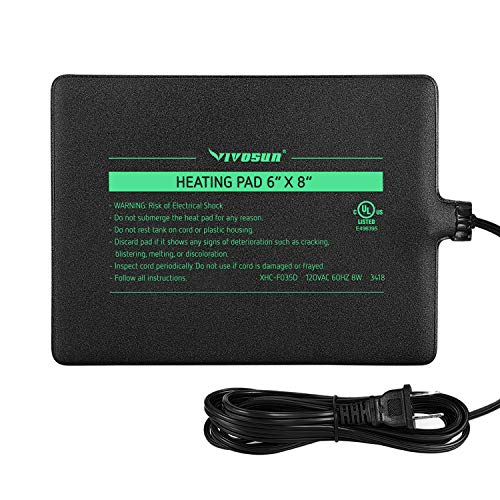 VIVOSUN 6x8 Inch Reptile Heating Pad 8W Under Tank Heater for Tropical and Temperate Reptiles