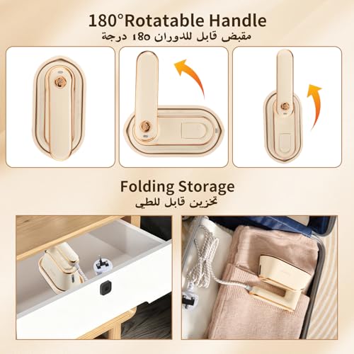 ROYALSTAR Foldable Steam Iron with 1200W 20s Fast Heat-Up,Wet and Dry Ironing Flat Ironing and Hanging Ironing 2 in 1 Light Mini Portable Travel Iron with Durable Braided Cord,for Home and Travel