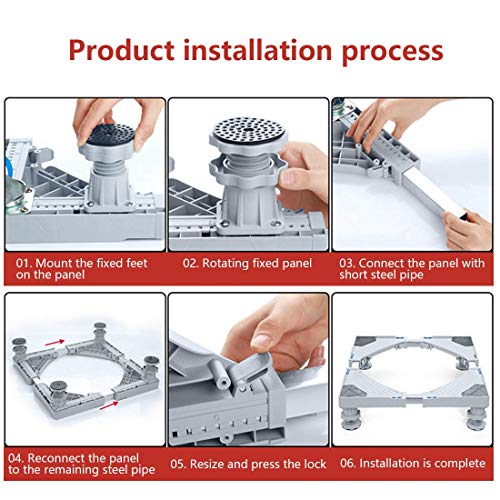 YOMYM Universal Mobile Base with 4 Strong Feet Multi-Functional Adjustable Base for Adjustable Dryer, Washing Machine and Refrigerator (Large) - Thumbnail 4