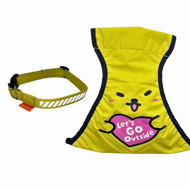 MUDLESS Waterproof Pet Dog Collar-on Belly Vest Jacket Cover, Lightweight Breathable Outdoor Indoor - Clean & Dry in Rain Snow Mud (Yellow, Let's Go, XS)