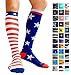 Compression Socks (1 pair) for Women & Men by A-Swift - Graduated Athletic Fit for Running, Nurses, Flight Travel, Skiing & Maternity Pregnancy - Boost Stamina & Recovery (Starts & Stripes, S/M)