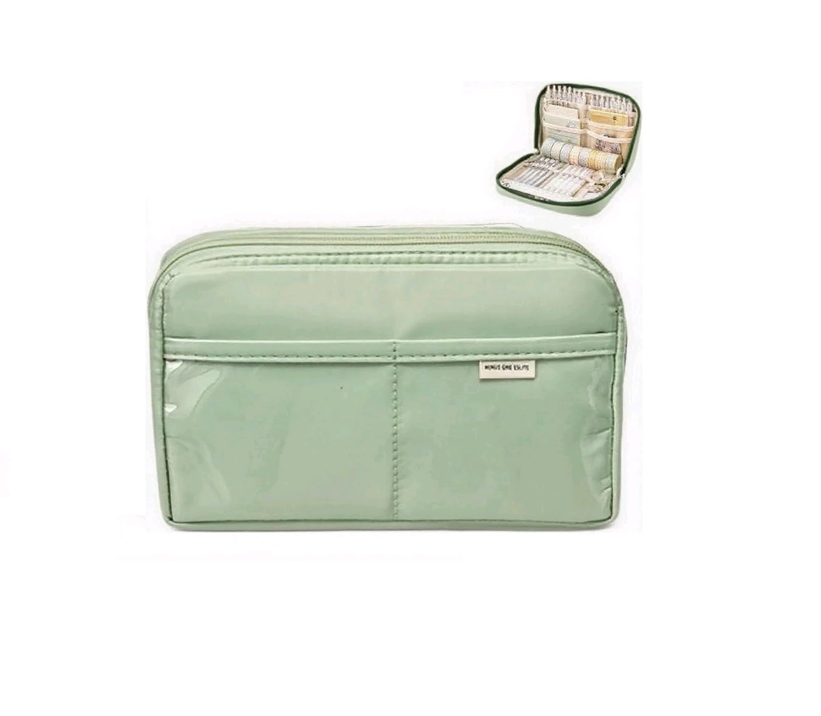 UIVXXUD Kawaii – Aesthetic Pencil Case, Large-Capacity Canvas Pouch, Green