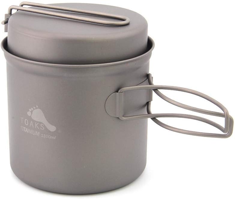 Tentock Outdoor Camping Cookware Pot 1-4 Person Cookout Large Titanium Pan Pot for Travel Barbecue with Carrying Bag 1600ml