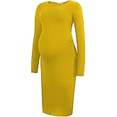Smallshow Women's Long Sleeve Maternity Dress Ruched Pregnancy Clothes