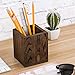 MyGift Natural Grain Wood Desktop Pen Holder Pencil Holder Cup, Office Dorm Home Desk Supplies Organizer