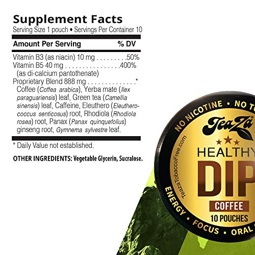 TeaZA Herbal Dip Coffee Pouches Nicotine Free, Tobacco Free Made