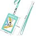 Teskyer Badge Holder with Lanyard, Leather ID Name Badge Card Holder with Lanyard for ID Badges, Vertical Green