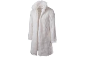 DDAPJ PYJU Men's Faux Fur Coats Open Front Plus Size Thicken Warm Winter Overcoat Luxury Fluffy Soft Long Jackets Cardigan