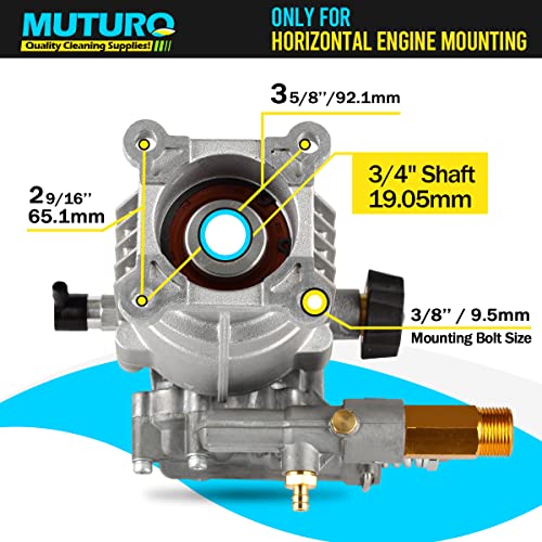 MUTURQ 3/4" Shaft Horizontal Pressure Washer Pump , 26003000 PSI, 2.5