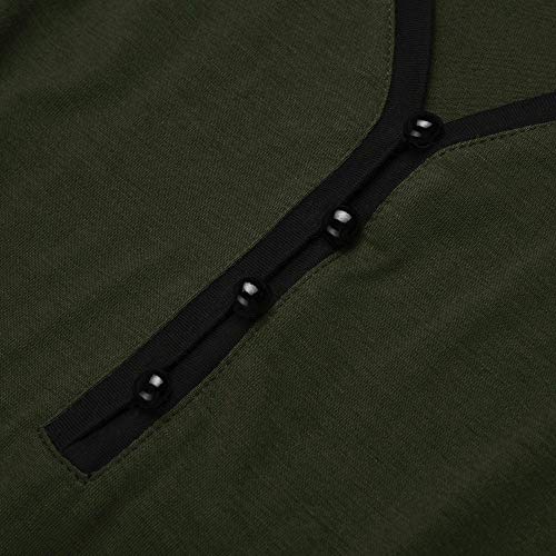 Realdo Womens Deep V Neck T-Shirt,Sexy Plus Size Contrast Color Pullover Tops Shirt(XXXXX-Large,Army Green) - Thumbnail 5
