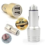 Clemagic Premium Aluminum 4.0A Dual USB Car Charger for iPhone 6 / 6plus/ 5/ 5s/ 5c/ 4/ 4s, iPad, Life Hammer Function, Fast Charging Installs in Seconds