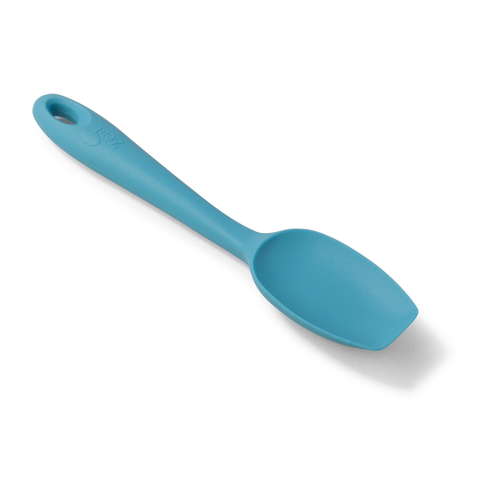 Zeal Silicone Spatula Spoon, Non-stick Flat-ended Cooking Spoon Spatula for Scraping, Scooping and Stirring – Odour and Stain Resistant, 20cm, Aqua Blue