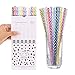 Dakoufish 12 Piece 7 Inch Reusable Plastic Thick Drinking Straws BPA Free Mason Jar Straws Transparent Small Stripe (7inch, Mix 12color)