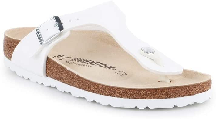 Amazon.com | Birkenstock Gizeh Birko-Flor White Size EU 41 / US L10 M8 Narrow | Slides