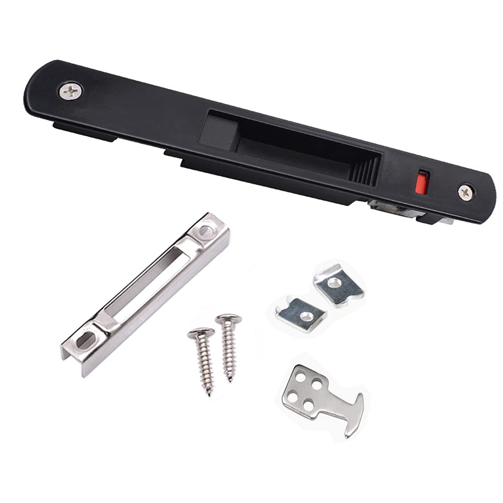 WANLIAN Sliding Door Lock Zinc Alloy Safety Door Lock Handle Invisible Recessed Handle Latch Hook Lock for Kitchen Balcony Window(Black)