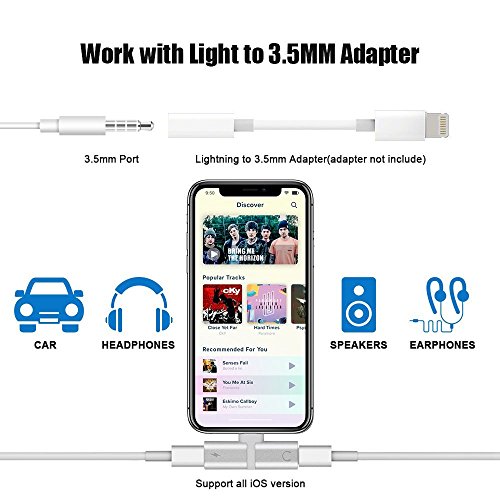 ProTVSolutions Adapter Lightning Compatible with iPhone 11 Pro/X/XR/XS/XSmax/8/7/6/6s Plus,Charging Cables Headphones Charger Splitter Adapter iPhone Headphone Jack Silver - Thumbnail 4