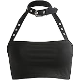 XCJIKUKE Women's Grunge Goth Tank Top Punk Black Sleeveless Cami Vest Y2k Mall Camisole Steampunk Alt Shirts Tees