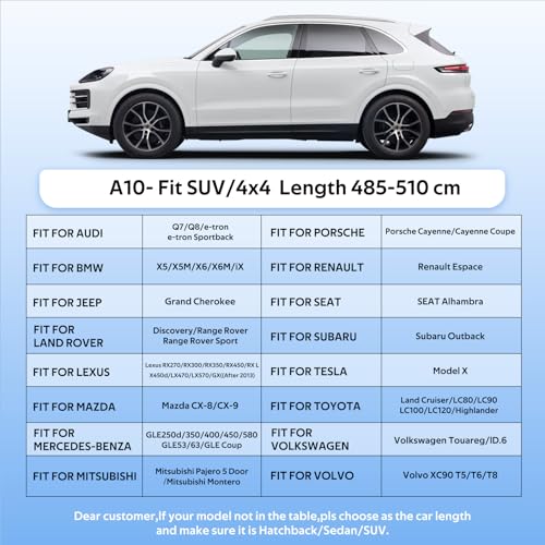 Holthly YXL Car SUV Outdoor Cover, 100% Waterproof Anti-UV Sun Cover for 4x4 Audi Q7, BMW X5, Mercedes GLE, Porsche Cayenne etc