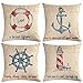 ULOVE LOVE YOURSELF Coastal Beach Throw Pillow Covers with Navigation Sailling Pattern Anchor-Lighthouse- Rudder-Life Buoy Nautical Cushion Covers Home Famaily Decorative Pillowcases 18”×18”,4Pack