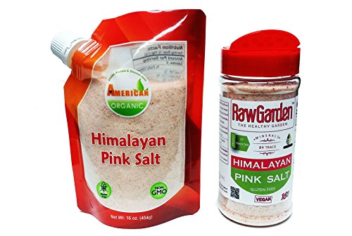 Raw Garden Himalayan Pink Salt 2 Lbs Combo Shaker & Bag 1 Lb Each Fine Grain