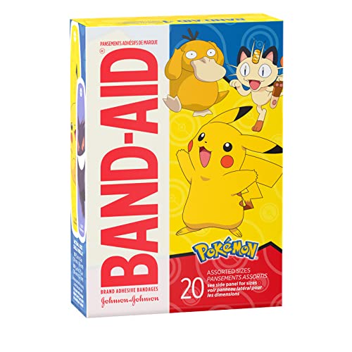 BAND-AID BRAND ADHESIVE BANDAGES FOR MINOR CUTS & SCRAPES, WOUND CARE FEATURING POKÉMON CHARACTERS FOR KIDS, ASSORTED SIZES 20 CT