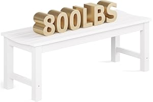 LAHAAP Outdoor Bench, 2-Person Patio Backless Bench Holds up to 800lbs, Weatherproof Garden Bench That Never Rot and Fade, Suit for Backyard, Porch, Patio, Deck and Entryway (White)