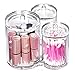 VAMIX Clear Cotton Ball and Swab Holder Organizer Storage Box- Premium Quality Acrylic Round Container Makeup Pads Swab Holder Case (transparent Style 3)