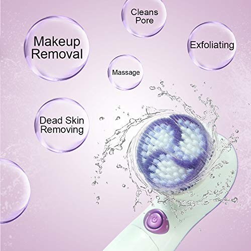 image for Feeke Facial Cleansing Brush, Waterproof Face Spin Brush set with 5 Br