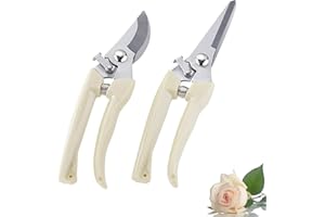 Leize Flower Scissors Set, 2 Pack Premium Thickened Stainless Steel Floral Shears, Strong Pruner for Flowers, Branches and Leaves, Upgrade