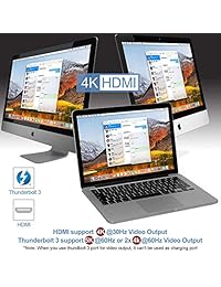TOWOND - Adaptador USB-C 7 en 1 para MacBook Air 2019 2018, MacBook Pro 2019 2018 2017 2016, Hub tipo C con HDMI 4K, Thunderbolt 3 USB C de 40 Gbps, 2 USB 3,0, lector de tarjetas SD TF