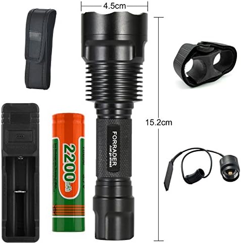 Forrader C12S CREE XP-L HI V3 LED Super-bright LED Flashlight, Water-Resistant, 5 Light Modes, Mode Memory Function, Rechargeable Powerful LED Tactical Torch