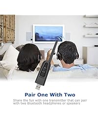 Transmisor Bluetooth 5.0, adaptador de audio inalámbrico USB para PC portátil, Mac, auriculares, altavoces, 0.138 in Aux, Dual Link aptX de baja latencia, compatible con todos Windows 10 8 7
