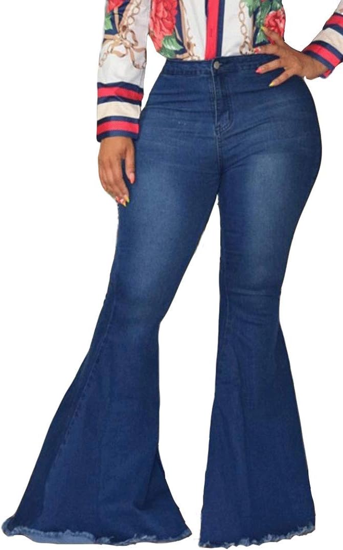 Women's High Waist Bootcut Flared Jeans Bell Bottom Flared Jeans Plus Size