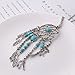 LUREME Native American Dream Catcher Turquoise Pendant Long Chain Necklace (01003467) (Antique Silver)