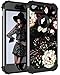 LONTECT for iPhone 8 Plus Case, iPhone 7 Plus Case Floral 3 in 1 Heavy Duty Hybrid Sturdy High Impact Shockproof Protective Cover Case for Apple iPhone 8 Plus/iPhone 7 Plus, Flower/Black