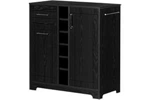 South Shore Bar Cabinet with Bottle and Glass Storage, Black Oak