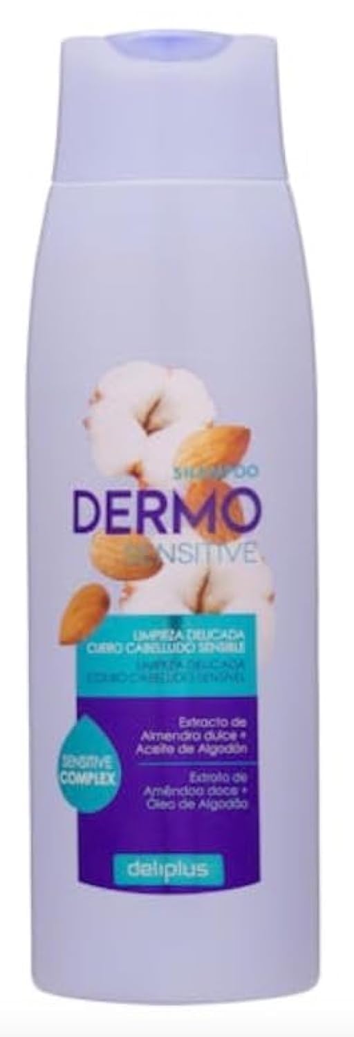 Dermo Sensitive Shampoo 400 ml. Sensitive scalp with Sweet Almond Extract and Cotton Oil. Deliplus