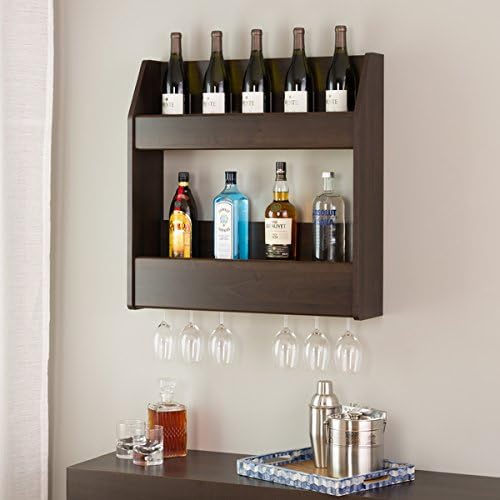 Everett Espresso Floating Wine and Liquor Rack
