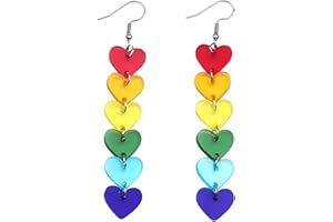 suofrun 2025 Pride Month Rainbow LGBT Pride Earrings for Gay Lesbian Bisexual Lightweight Acrylic Heart Love LGBTQ Dangle Earrings Jewelry Accessories