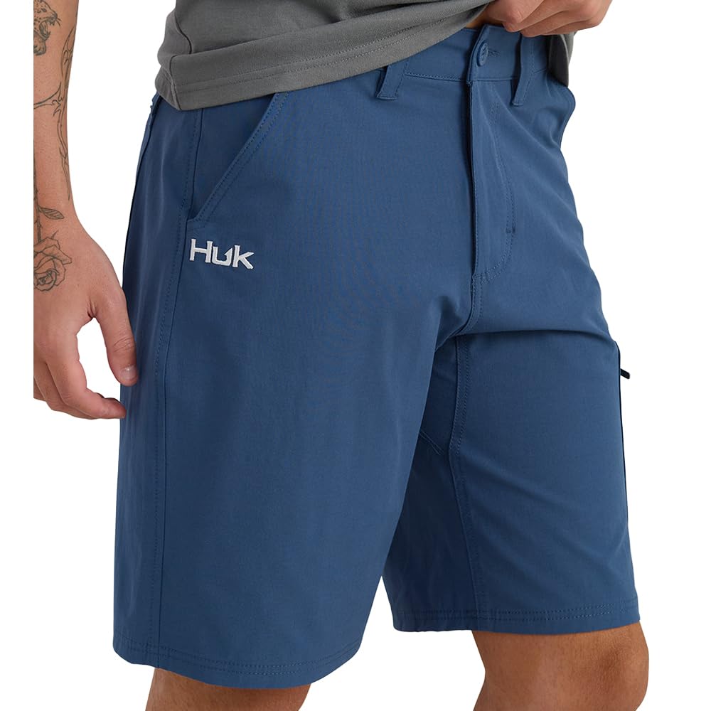 HUK Men's Next Level 10.5" Outdoor Adjustable Waistband Lightweight Quick Dry Fishing Shorts, Sargasso Sea, XX-Large