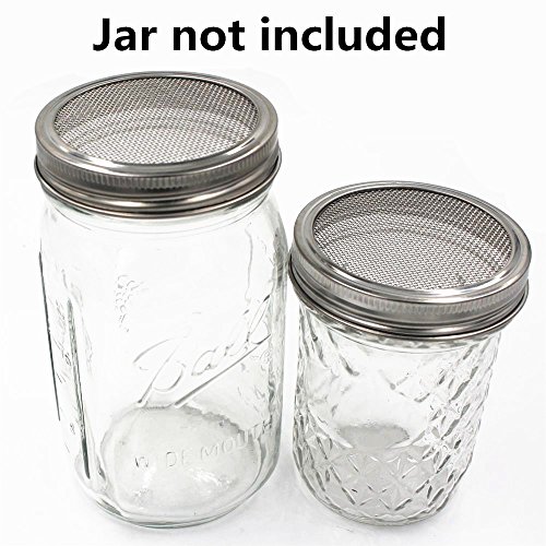 Set of 4 Stainless Steel Sprouting Jar Lid Kit for Superb Ventilation Fit for Wide Mouth Mason Jars Canning Jars for making organic sprout seeds in your house/kitchen