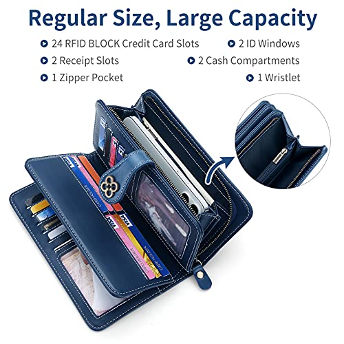 Womens Leather Wallet Ladies Wallets With Rfid Protection Black Large Capacity Trifold Change Purse Checkered Wallet Card Holder Wristlet Wallets For Women Zip Stitch Wallet