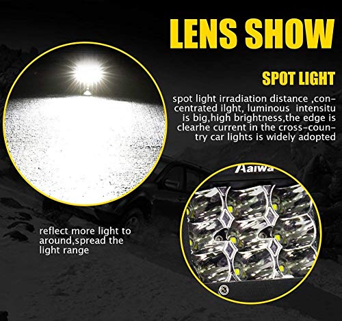 AAIWA LED Pods, 27W LED Light Bar Driving Fog Lights 4" LED Bar 2 PCS Spot LED Lights Triple Row Off Road Light LED Work Light for Truck SUV ATV Boat Jeep Light,2 Years Warranty - Thumbnail 2