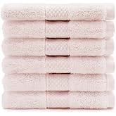 Maisonette Loft Egyptian Cotton Turkish Hand Towels - Soft, Absorbent Washcloths for Face - Ideal Quick Dry Small Towel Wash Cloth Set for Bathroom - (13" x 13", 6 Pack) - Light Pink (Petal Pink)