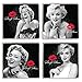Vandor Marilyn Monroe 4 Piece Ceramic Coaster Set, Black/White
