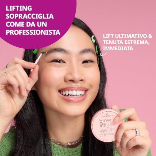 essence brow lifting gel set – Gel sopracciglia trasparente dalla texture gelatinosa – Tenuta a lunga durata – Cosmetica vegana senza profumo – Con applicatore a spazzolina – 12 g