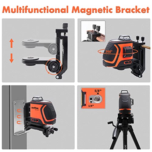 DOVOH Outdoor Laser Level with Receiver : Daylight High Visibility Laser Level 360 Self Leveling Up to 400ft Long Range 110mw High Power Green with Detector Outside Construction Landscaping, H3-360G