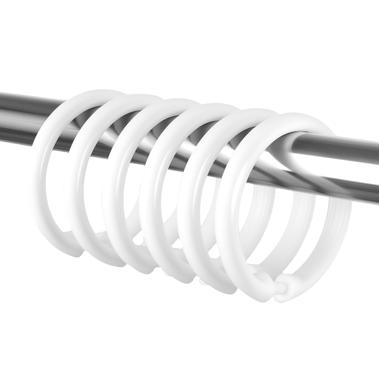 Kutesna 12 PCS White Plastic Shower Curtain Rings, Easy Snap Closure Shower Curtain Hooks