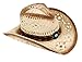 TAUT Unisex Woven Straw Ranch Cowboy Hat with Shapeable Brim Bead_Beige