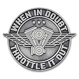PinMart Antique Silver When in Doubt Throttle It Out Biker Lapel Pin